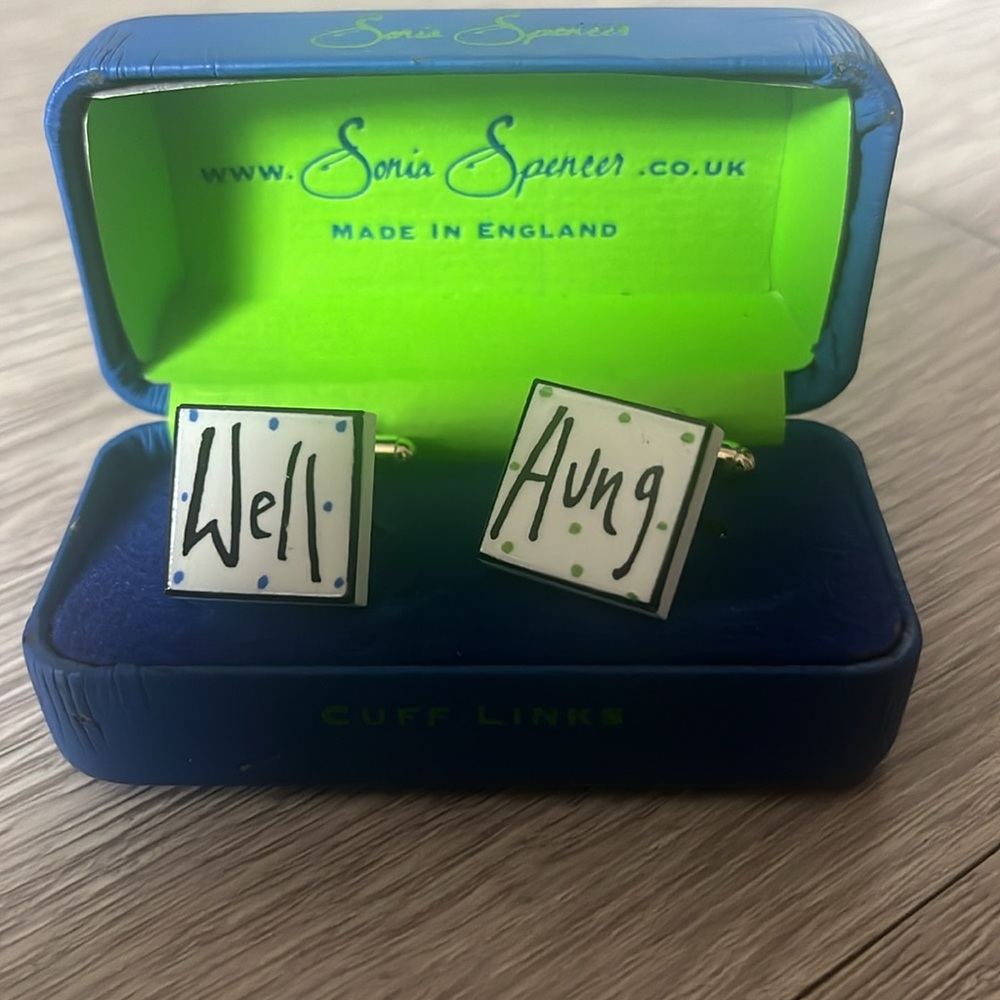 Sonia Spencer cuff links- Well Hung- in gift box